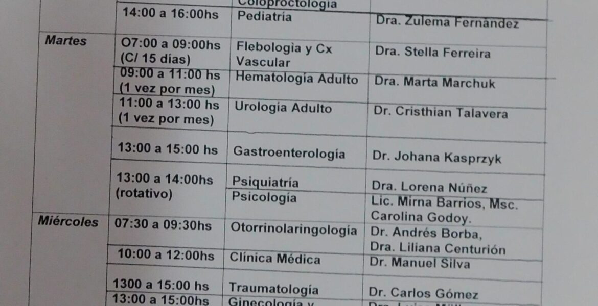 Horario consultorio 2018