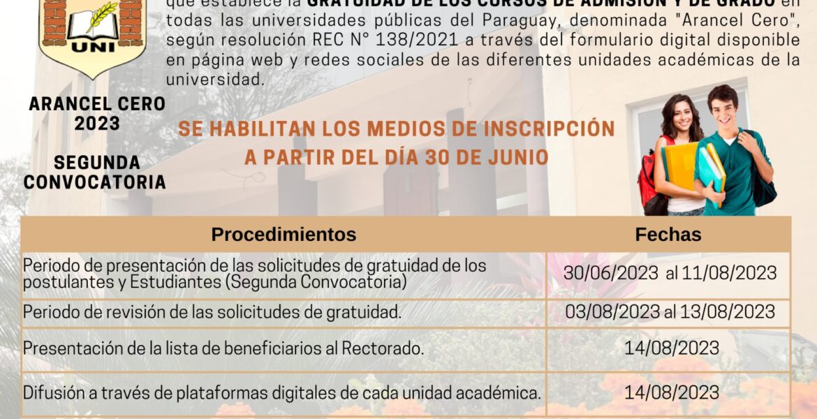 flayers arancel cero segunda convocatoria