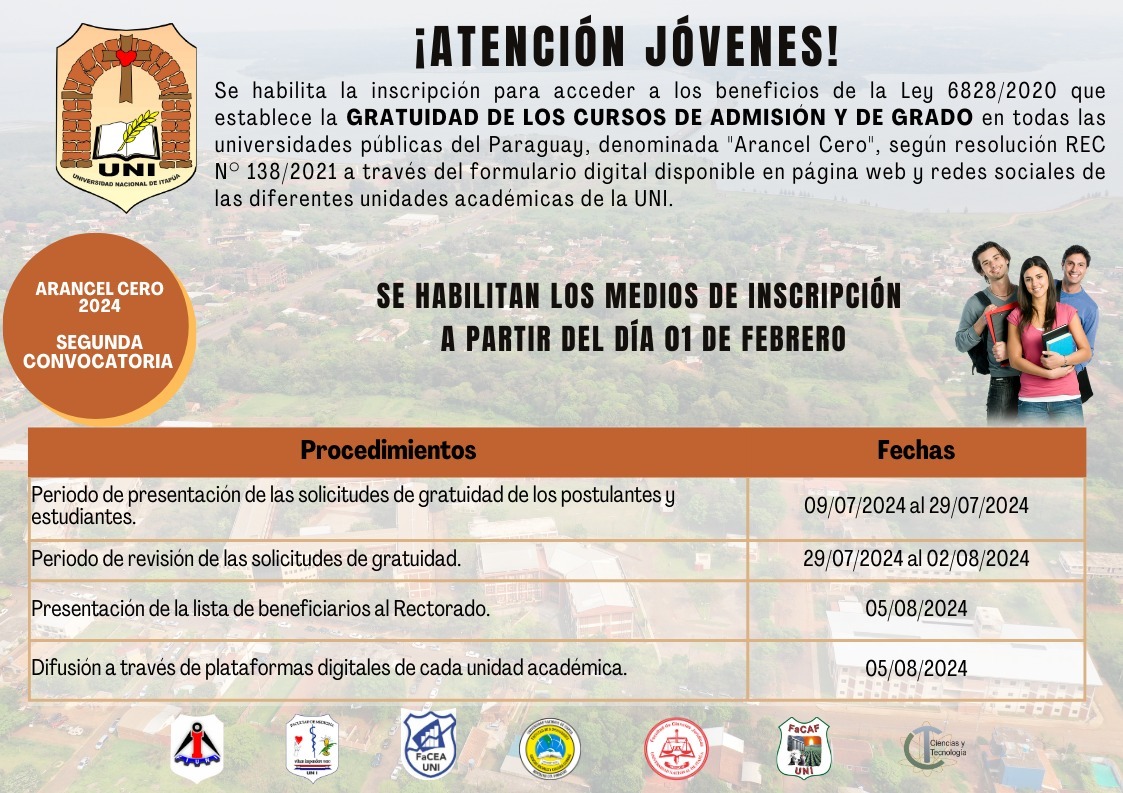 Flyer convocatoria a 2do semestre Arancel Cero